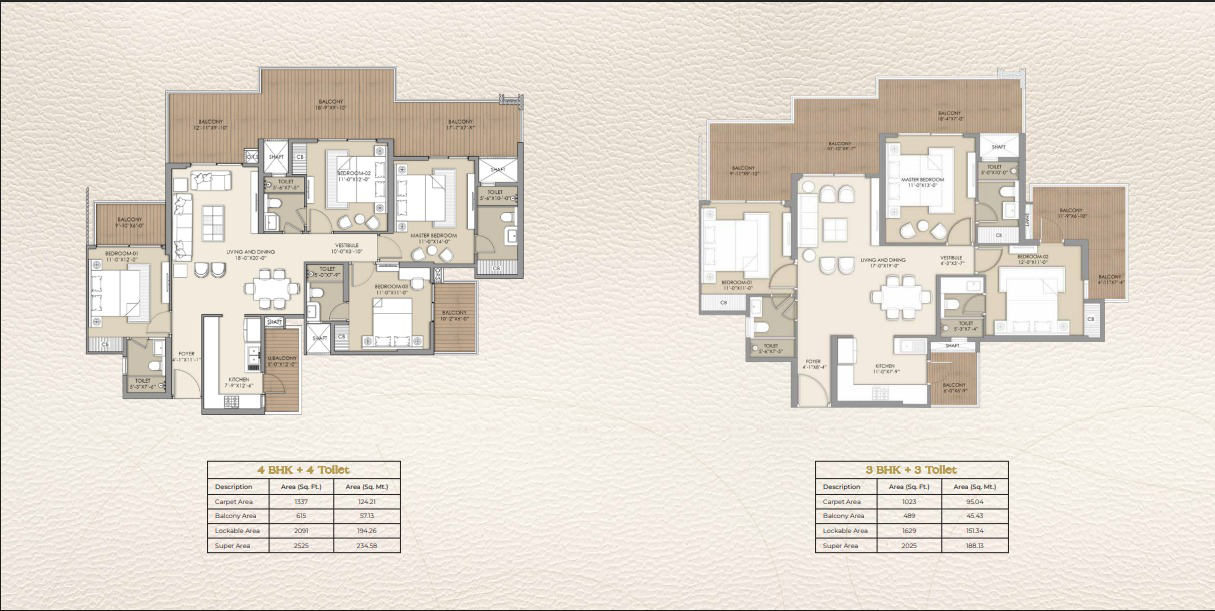 3 BHK Luxury Residence Floor Plan